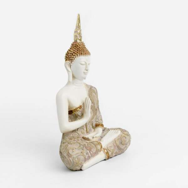 FADHI ΔΙΑΚΟΣΜΗΤΙΚΟ ΒΟΥΔΑΣ 22x12x34cm POLYRESIN ΜΠΕΖ ΧΡΥΣΟ ΜΩΒ 022744 - Image 7