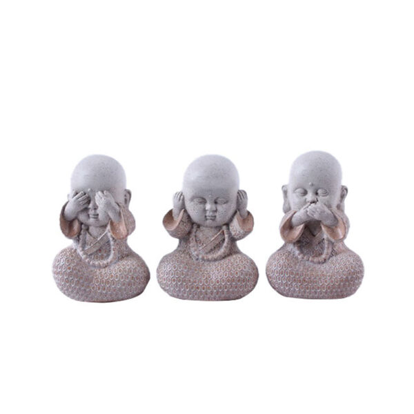 BULU ΔΙΑΚΟΣΜΗΤΙΚΟ ΒΟΥΔΑΣ SET 3ΤΜΧ 10x8x13cm POLYRESIN TERRACOTTA ΓΚΡΙ 022790 - Image 3