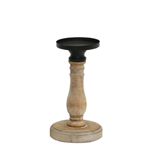 JUPITER ΚΗΡΟΠΗΓΙΟ 13x13x24cm ΞΥΛΟ ΦΥΣΙΚΟ ΜΑΥΡΟ ΜΕΤΑΛΛΟ 023455 - Image 2