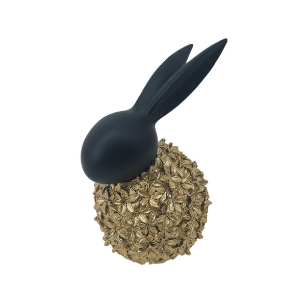 BLOOM RABBIT ΔΙΑΚΟΣΜΗΤΙΚΟ ΛΑΓΟΣ 12x9x18cm POLYRESIN ΧΡΥΣΟ ΜΑΥΡΟ 023538 - Image 2