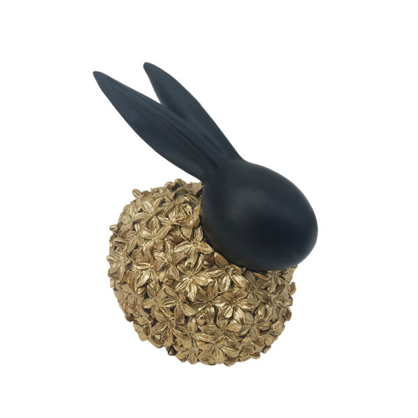 BLOOM RABBIT ΔΙΑΚΟΣΜΗΤΙΚΟ ΛΑΓΟΣ 12x9x14cm POLYRESIN ΧΡΥΣΟ ΜΑΥΡΟ 023539 - Image 2