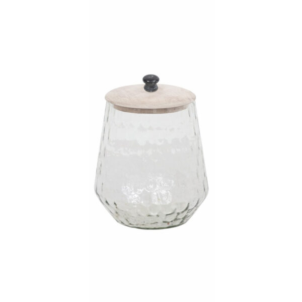 SCHERA ΔΟΧΕΙΟ ΑΠΟΘΗΚΕΥΣΗΣ ΜΕ ΚΑΠΑΚΙ 14x14x20cm ΓΥΑΛΙ WHITE WASHED ΞΥΛΟ 023729 - Image 3