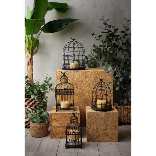 DAISY ΔΙΑΚΟΣΜΗΤΙΚΟ ΚΛΟΥΒΙ SET 2ΤΜΧ 20x20x46cm ΜΕΤΑΛΛΟ ΜΑΥΡΟ ΓΥΑΛΙ 024128 - Image 5