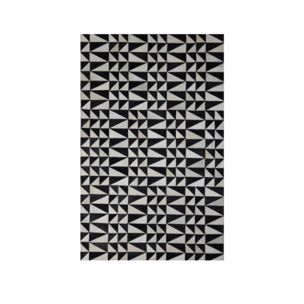 BLACK : WHITE ΧΑΛΙ ΣΑΛΟΝΙΟΥ 120x200cm ΔΕΡΜΑ ΜΑΥΡΟ ΛΕΥΚΟ ΜΑΛΛΙΝΟ 024843 - Image 3