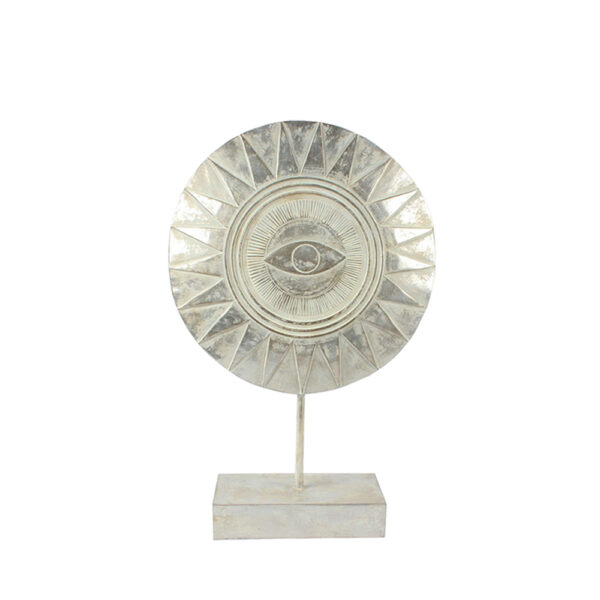 NIGERIA ΔΙΑΚΟΣΜΗΤΙΚΟ TOTEM 26x8x40cm POLYRESIN ΑΣΗΜΙ ΛΕΥΚΟ ΑΝΤΙΚΕ 025585 - Image 3