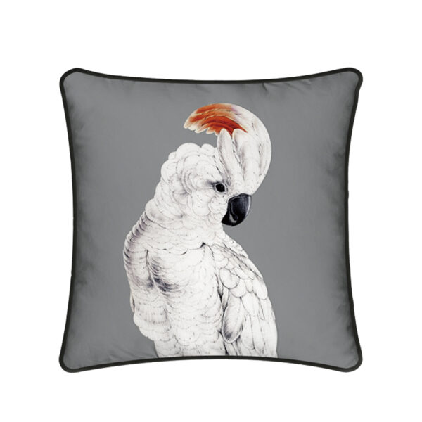 COCKATOO ΔΙΑΚΟΣΜΗΤΙΚΟ ΜΑΞΙΛΑΡΙ 45x45cm ΒΕΛΟΥΔΟ ΓΚΡΙ ΛΕΥΚΟ ΜΑΥΡΟ 025598 - Image 3