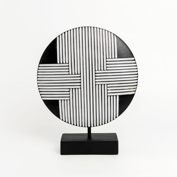 RANDER ΔΙΑΚΟΣΜΗΤΙΚΟ TOTEM 25x7x30cm POLYRESIN ΜΑΥΡΟ ΛΕΥΚΟ 025815 - Image 5
