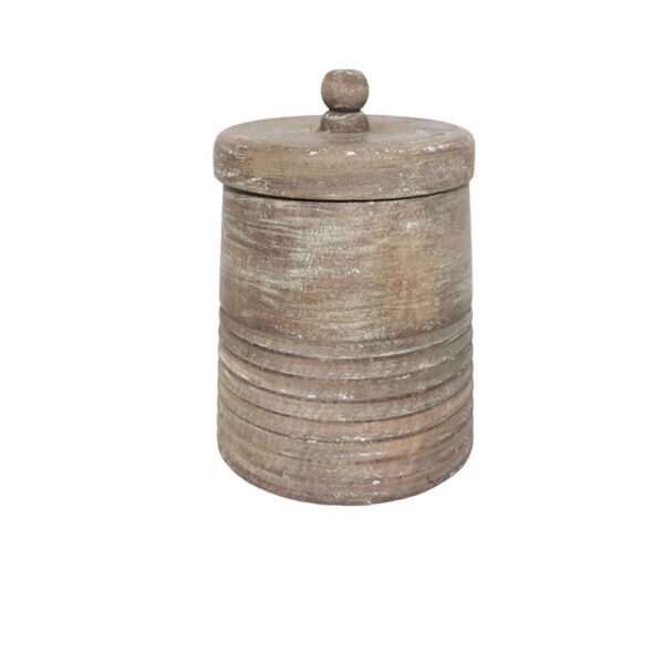INDI ΔΟΧΕΙΟ ΑΠΟΘΗΚΕΥΣΗΣ ΜΕ ΚΑΠΑΚΙ 12x12x17cm ΞΥΛΟ ΦΥΣΙΚΟ ANTIKE 026517 - Image 2