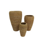 NEREA TALL ΓΛΑΣΤΡΑ SET 3ΤΜΧ 43x43x70cm SEAGRASS ΦΥΣΙΚΟ ΜΕΤΑΛΛΟ 027369 - Image 4