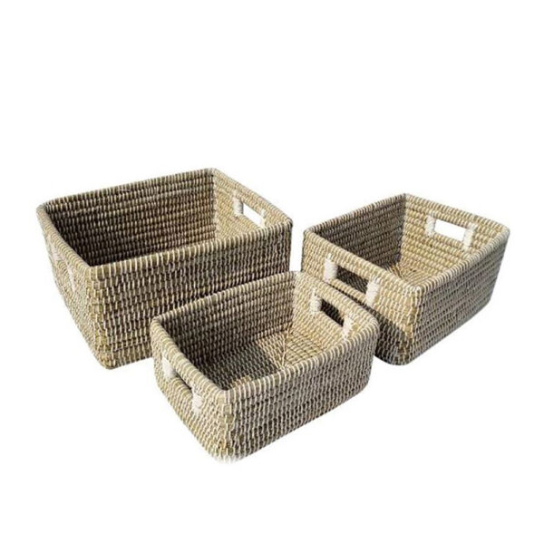 NILE ΚΑΛΑΘΙ SET 3ΤΜΧ 45x35x30cm KANSGRASS ΦΥΣΙΚΟ ΛΕΥΚΟ PVC 027406 - Image 4