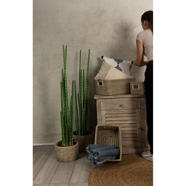NILE ΚΑΛΑΘΙ SET 3ΤΜΧ 45x35x30cm KANSGRASS ΦΥΣΙΚΟ ΛΕΥΚΟ PVC 027406 - Image 6