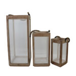 GAMAR ΦΑΝΑΡΙ SET 3ΤΜΧ 25x25x60cm ΞΥΛΟ ΦΥΣΙΚΟ ΓΥΑΛΙ 028419 - Image 2