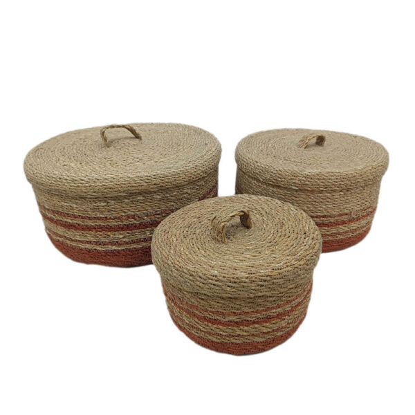 CASSIA ΚΟΥΤΙ ΑΠΟΘΗΚΕΥΣΗΣ ΣΕΤ 3ΤΜΧ 33x33x16cm SEAGRASS ΦΥΣΙΚΟ TERRACOTTA 028690 - Image 2