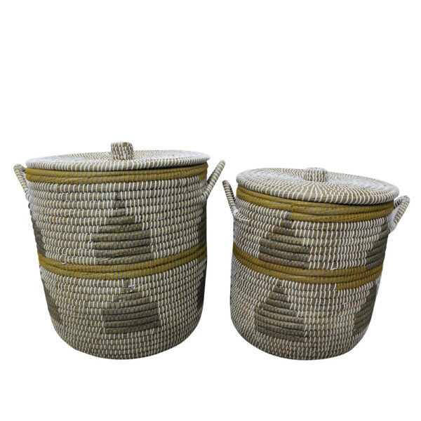KAIA ΚΑΛΑΘΙ ΜΕ ΚΑΠΑΚΙ SET 2ΤΜΧ 45x45x50cm KANSGRASS ΠΟΛΥΧΡΩΜΟ PVC 028706 - Image 2