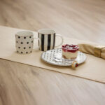 JOLIE ROMBUS ΚΟΥΠΑ 9x9x9cm NEW BONE CHINA ΛΕΥΚΟ ΜΑΥΡΟ ΧΡΥΣΟ 028835 - Image 2
