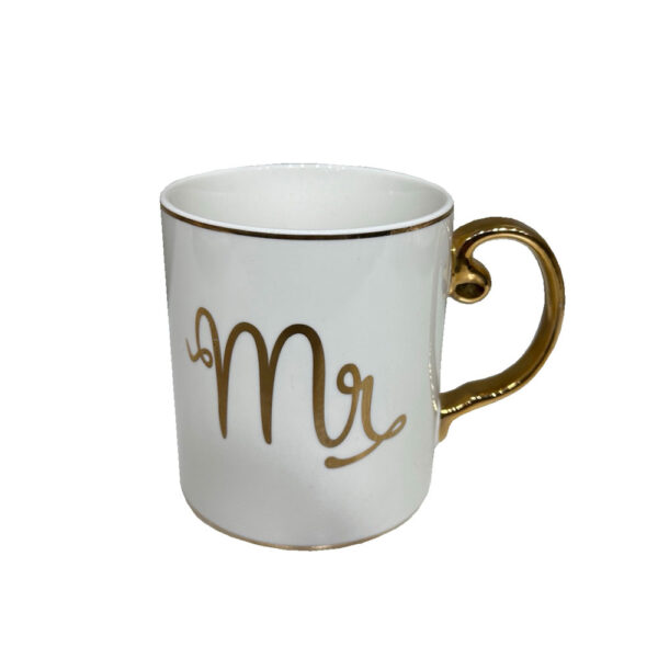 MR LOVE ΚΟΥΠΑ 8x8x9cm NEW BONE CHINA ΛΕΥΚΟ ΧΡΥΣΟ 028842 - Image 3