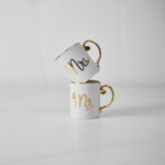 MRS LOVE ΚΟΥΠΑ 8x8x9cm NEW BONE CHINA ΛΕΥΚΟ ΧΡΥΣΟ 028843 - Image 2
