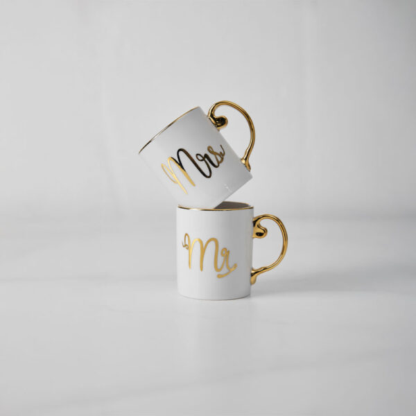 MRS LOVE ΚΟΥΠΑ 8x8x9cm NEW BONE CHINA ΛΕΥΚΟ ΧΡΥΣΟ 028843 - Image 2