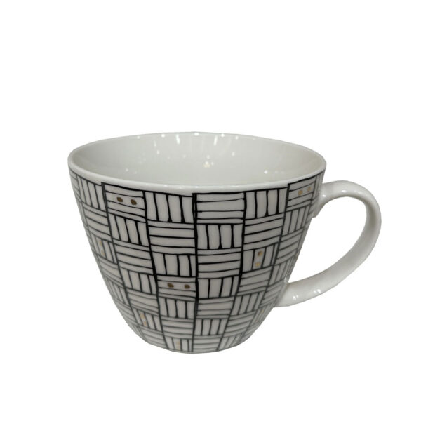 SERAX ΚΟΥΠΑ 11x11x8cm NEW BONE CHINA ΛΕΥΚΟ ΜΑΥΡΟ ΧΡΥΣΟ 028857 - Image 4