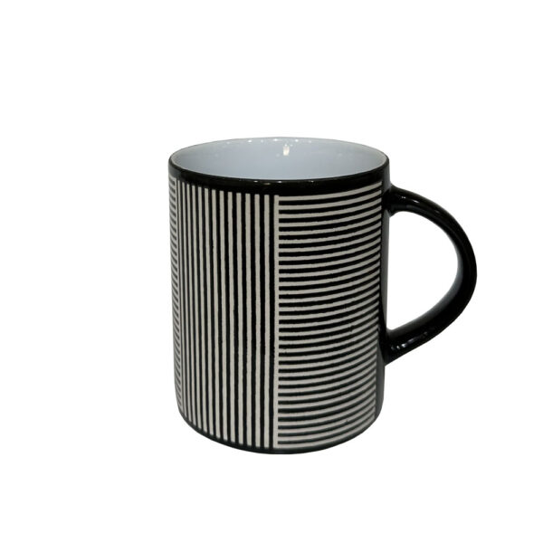 LINES DARK ΚΟΥΠΑ 8x8x10cm STONEWARE ΜΑΥΡΟ ΛΕΥΚΟ 028858 - Image 3