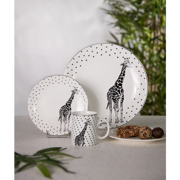 AFRICA ΠΙΑΤΟ ΓΛΥΚΟΥ SET 7ΤΜΧ 30x30x3cm NEW BONE CHINA ΛΕΥΚΟ ΜΑΥΡΟ 028891 - Image 2