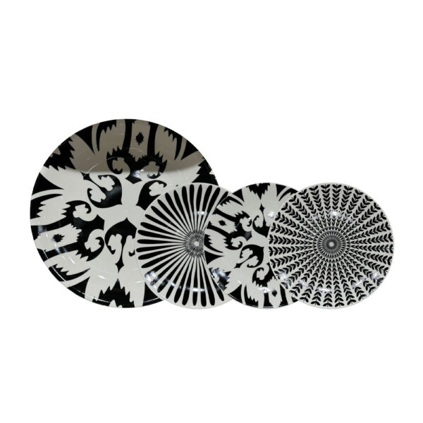 THYME ΠΙΑΤΟ ΓΛΥΚΟΥ SET 7ΤΜΧ 30x30x3cm NEW BONE CHINA ΛΕΥΚΟ ΜΑΥΡΟ 028892 - Image 3