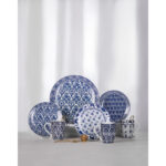 FELICIA ΠΙΑΤΟ ΓΛΥΚΟΥ SET 7ΤΜΧ 30x30x3cm NEW BONE CHINA ΛΕΥΚΟ ΜΠΛΕ 028894 - Image 2