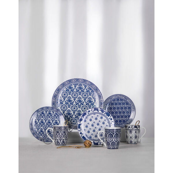 FELICIA ΠΙΑΤΟ ΓΛΥΚΟΥ SET 7ΤΜΧ 30x30x3cm NEW BONE CHINA ΛΕΥΚΟ ΜΠΛΕ 028894 - Image 2