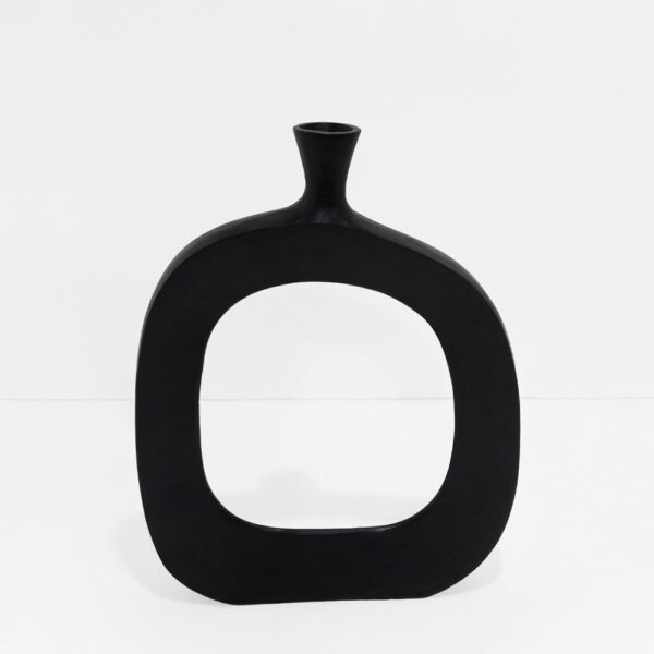 ABSTRACT OVAL ΒΑΖΟ 37x6x50cm ΑΛΟΥΜΙΝΙΟ ΜΑΥΡΟ 028987 - Image 4