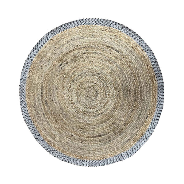 INES ΧΑΛΙ ΣΑΛΟΝΙΟΥ ΣΤΡΟΓΓΥΛΟ 150x150cm ΒΑΜΒΑΚΙ ΦΥΣΙΚΟ ΓΚΡΙ ΓΙΟΥΤΑ 029143 - Image 2