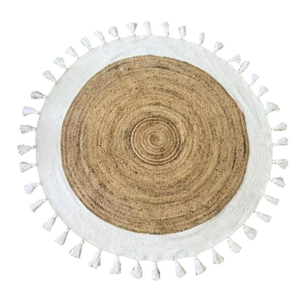 MAIA ΧΑΛΙ ΣΑΛΟΝΙΟΥ ΣΤΡΟΓΓΥΛΟ 150x150cm ΒΑΜΒΑΚΙ ΦΥΣΙΚΟ ΛΕΥΚΟ ΓΙΟΥΤΑ 029145 - Image 2