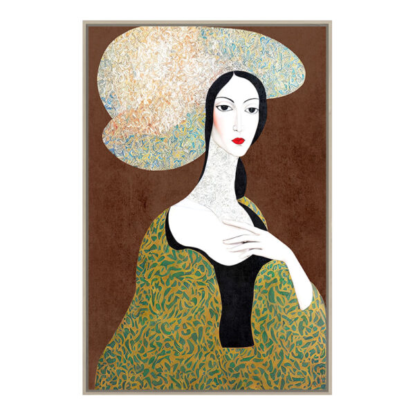 VINTAGE LADY ΠΙΝΑΚΑΣ ΔΙΑΚΟΣΜΗΣΗΣ 83x123x4cm ΚΑΜΒΑΣ ΠΟΛΥΧΡΩΜΟ ΞΥΛΟ ΦΥΣΙΚΟ 029730 - Image 4