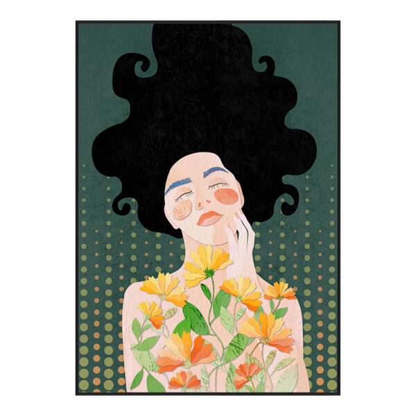 BOTANICAL LADY ΠΙΝΑΚΑΣ ΔΙΑΚΟΣΜΗΣΗΣ 50x70x3cm ΚΑΜΒΑΣ ΠΟΛΥΧΡΩΜΟ ΞΥΛΟ ΜΑΥΡΟ 029759 - Image 3