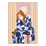 LADY IN BLUE ΠΙΝΑΚΑΣ ΔΙΑΚΟΣΜΗΣΗΣ 50x70x3cm ΚΑΜΒΑΣ ΠΟΛΥΧΡΩΜΟ ΞΥΛΟ ΦΥΣΙΚΟ 029761 - Image 3