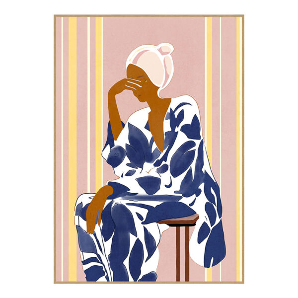 LADY IN BLUE ΠΙΝΑΚΑΣ ΔΙΑΚΟΣΜΗΣΗΣ 50x70x3cm ΚΑΜΒΑΣ ΠΟΛΥΧΡΩΜΟ ΞΥΛΟ ΦΥΣΙΚΟ 029761 - Image 3