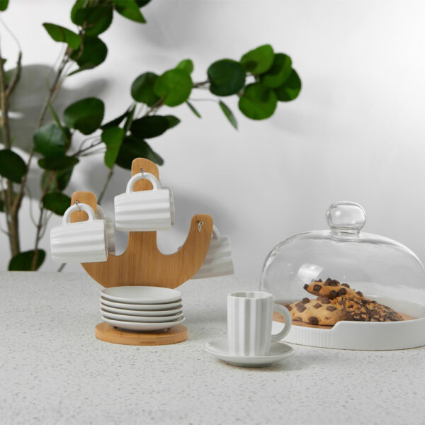 CACTUS ΚΟΥΠΑ ESPRESSO SET 6ΤΜΧ 17x12x22cm ΠΟΡΣΕΛΑΝΗ ΛΕΥΚΟ ΦΥΣΙΚΟ BAMBOO 030000 - Image 4