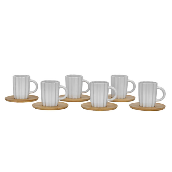 CACTUS ΚΟΥΠΑ ESPRESSO SET 6ΤΜΧ 32x28x7cm ΠΟΡΣΕΛΑΝΗ ΛΕΥΚΟ ΦΥΣΙΚΟ BAMBOO 030001 - Image 4