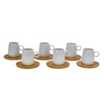 RIPPLE ΚΟΥΠΑ ESPRESSO SET 6ΤΜΧ 26x23x6cm ΠΟΡΣΕΛΑΝΗ ΛΕΥΚΟ ΦΥΣΙΚΟ BAMBOO 030013 - Image 4