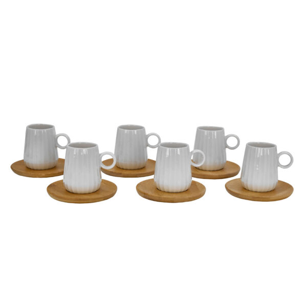 RIPPLE ΚΟΥΠΑ ESPRESSO SET 6ΤΜΧ 26x23x6cm ΠΟΡΣΕΛΑΝΗ ΛΕΥΚΟ ΦΥΣΙΚΟ BAMBOO 030013 - Image 4
