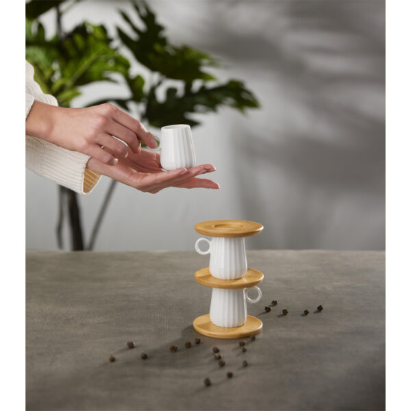 RIPPLE ΚΟΥΠΑ ESPRESSO SET 6ΤΜΧ 26x23x6cm ΠΟΡΣΕΛΑΝΗ ΛΕΥΚΟ ΦΥΣΙΚΟ BAMBOO 030013 - Image 5