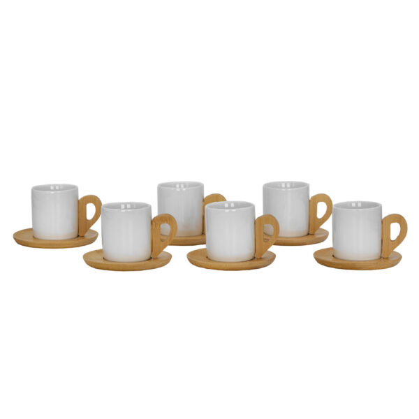NORDIC ΚΟΥΠΑ ESPRESSO SET 6ΤΜΧ 29x21x7cm ΠΟΡΣΕΛΑΝΗ ΛΕΥΚΟ ΦΥΣΙΚΟ BAMBOO 030016 - Image 4