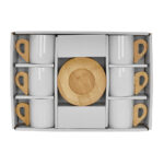 NORDIC ΚΟΥΠΑ ESPRESSO SET 6ΤΜΧ 29x21x7cm ΠΟΡΣΕΛΑΝΗ ΛΕΥΚΟ ΦΥΣΙΚΟ BAMBOO 030016 - Image 6