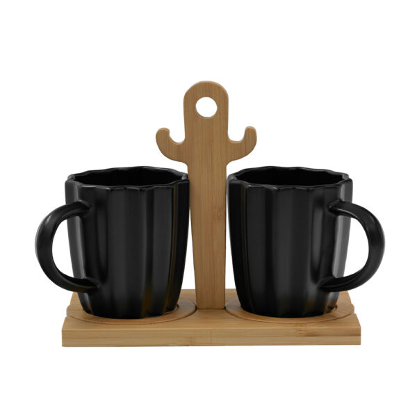 CACTUS ΚΟΥΠΑ ESPRESSO 20x12x17cm ΠΟΡΣΕΛΑΝΗ ΜΑΥΡΟ ΦΥΣΙΚΟ BAMBOO 030022 - Image 3
