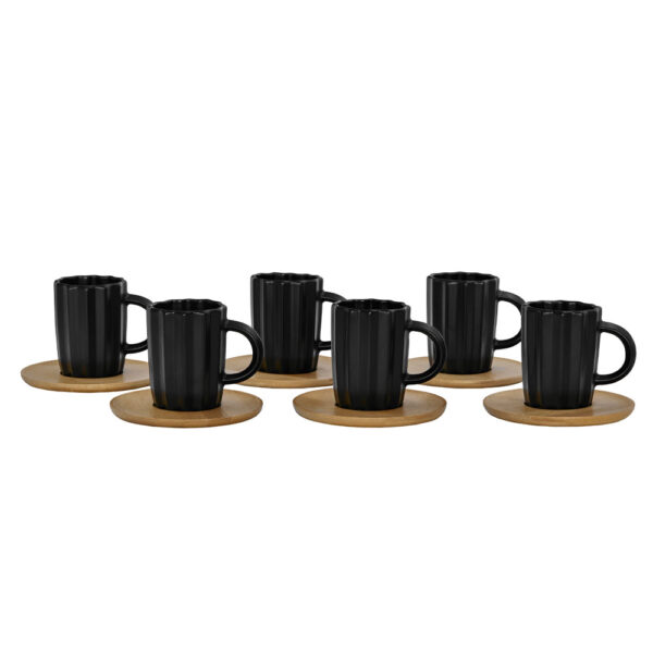 CACTUS ΚΟΥΠΑ ESPRESSO SET 6ΤΜΧ 32x28x7cm ΠΟΡΣΕΛΑΝΗ ΜΑΥΡΟ ΦΥΣΙΚΟ BAMBOO 030023 - Image 4