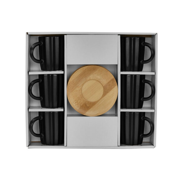 CACTUS ΚΟΥΠΑ ESPRESSO SET 6ΤΜΧ 32x28x7cm ΠΟΡΣΕΛΑΝΗ ΜΑΥΡΟ ΦΥΣΙΚΟ BAMBOO 030023 - Image 6