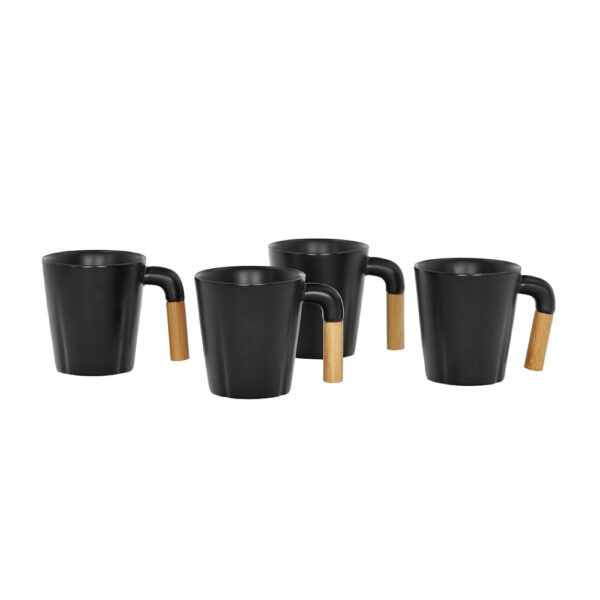 NORDIC ΚΟΥΠΑ SET 4ΤΜΧ 13x23x9cm ΠΟΡΣΕΛΑΝΗ ΜΑΥΡΟ ΦΥΣΙΚΟ BAMBOO 030031 - Image 4