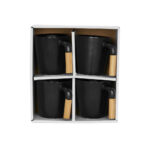 NORDIC ΚΟΥΠΑ SET 4ΤΜΧ 13x23x9cm ΠΟΡΣΕΛΑΝΗ ΜΑΥΡΟ ΦΥΣΙΚΟ BAMBOO 030031 - Image 6