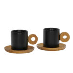 NORDIC ΚΟΥΠΑ ESPRESSO 20x14x7cm ΠΟΡΣΕΛΑΝΗ ΜΑΥΡΟ ΦΥΣΙΚΟ BAMBOO 030032 - Image 4