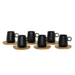 RIPPLE ΚΟΥΠΑ ESPRESSO SET 6ΤΜΧ 26x23x6cm ΠΟΡΣΕΛΑΝΗ ΜΑΥΡΟ ΦΥΣΙΚΟ BAMBOO 030034 - Image 4