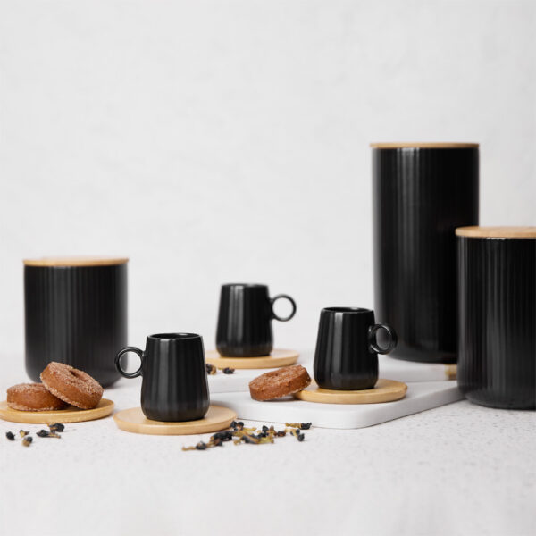 RIPPLE ΚΟΥΠΑ ESPRESSO SET 6ΤΜΧ 26x23x6cm ΠΟΡΣΕΛΑΝΗ ΜΑΥΡΟ ΦΥΣΙΚΟ BAMBOO 030034 - Image 5